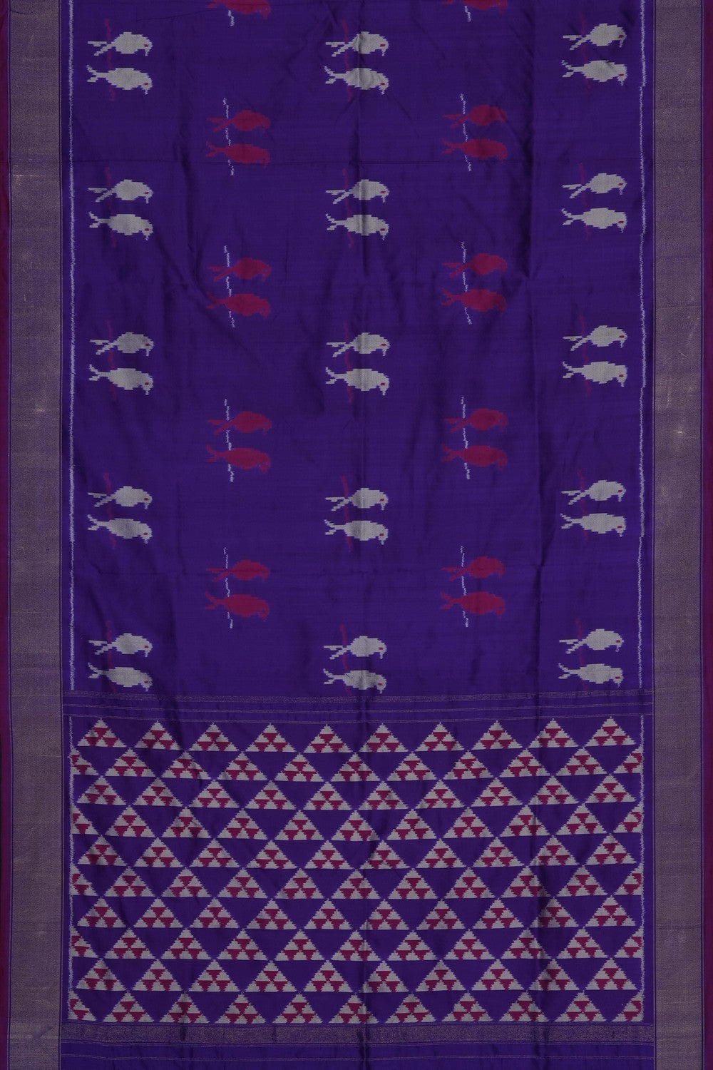 Image of Purple Pochampally Ikat Silk Saree
