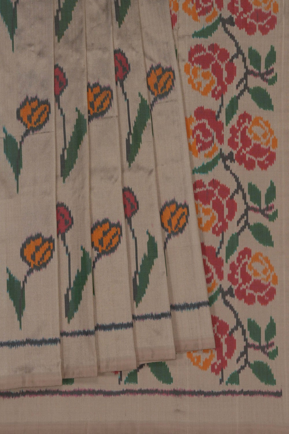 Image of Beige Pochampally Silk Saree