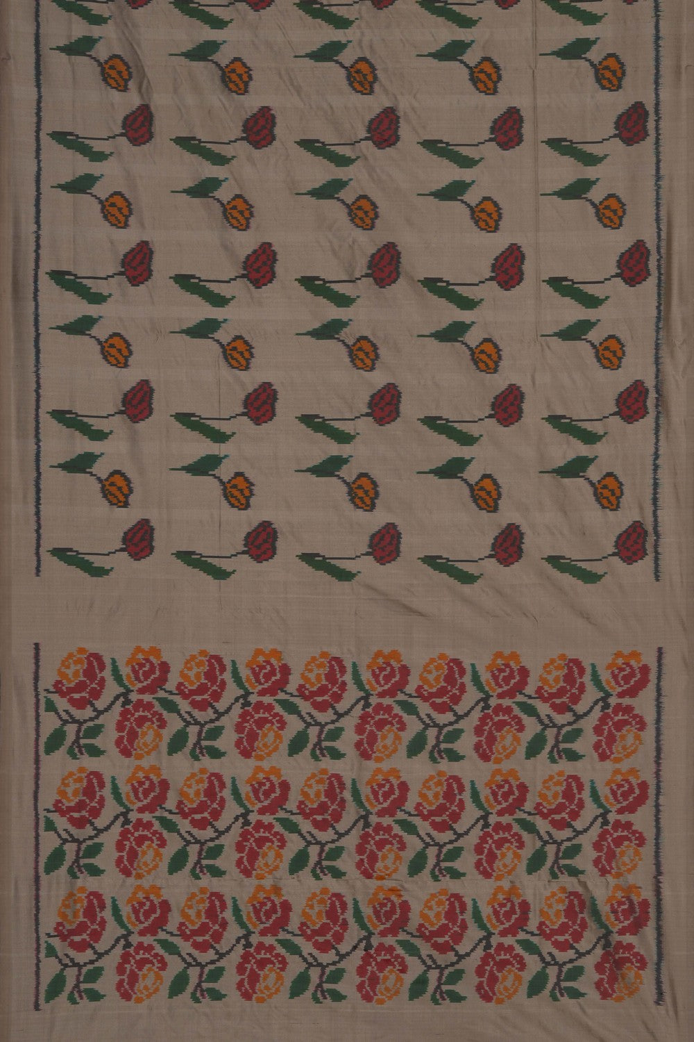Image of Beige Pochampally Silk Saree