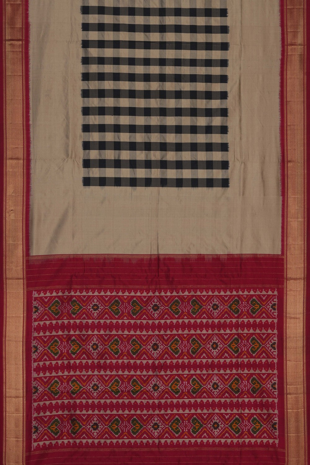 Image of Beige Pochampally Silk Saree