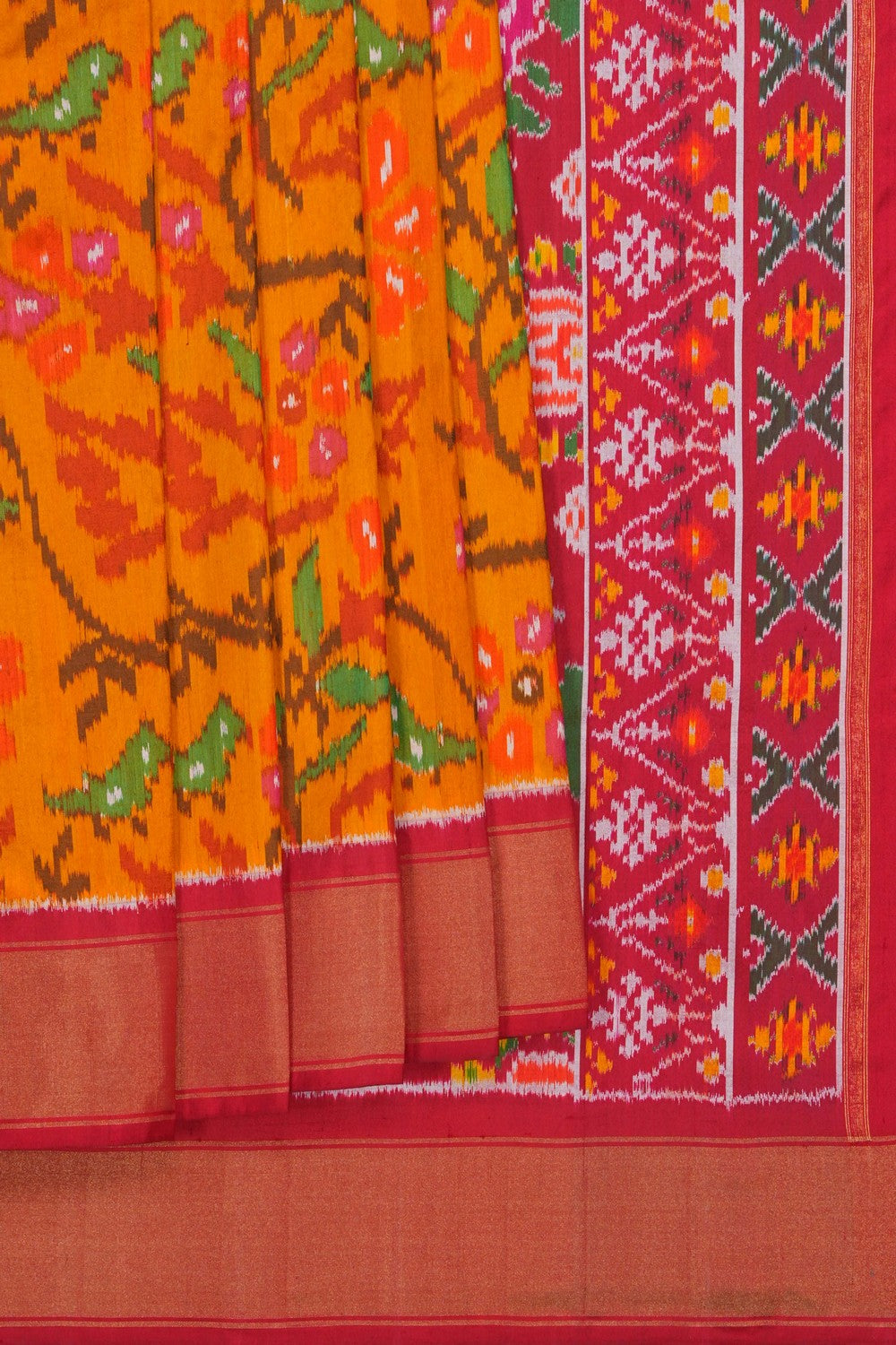 Image of Mustard Pochampally Silk Saree