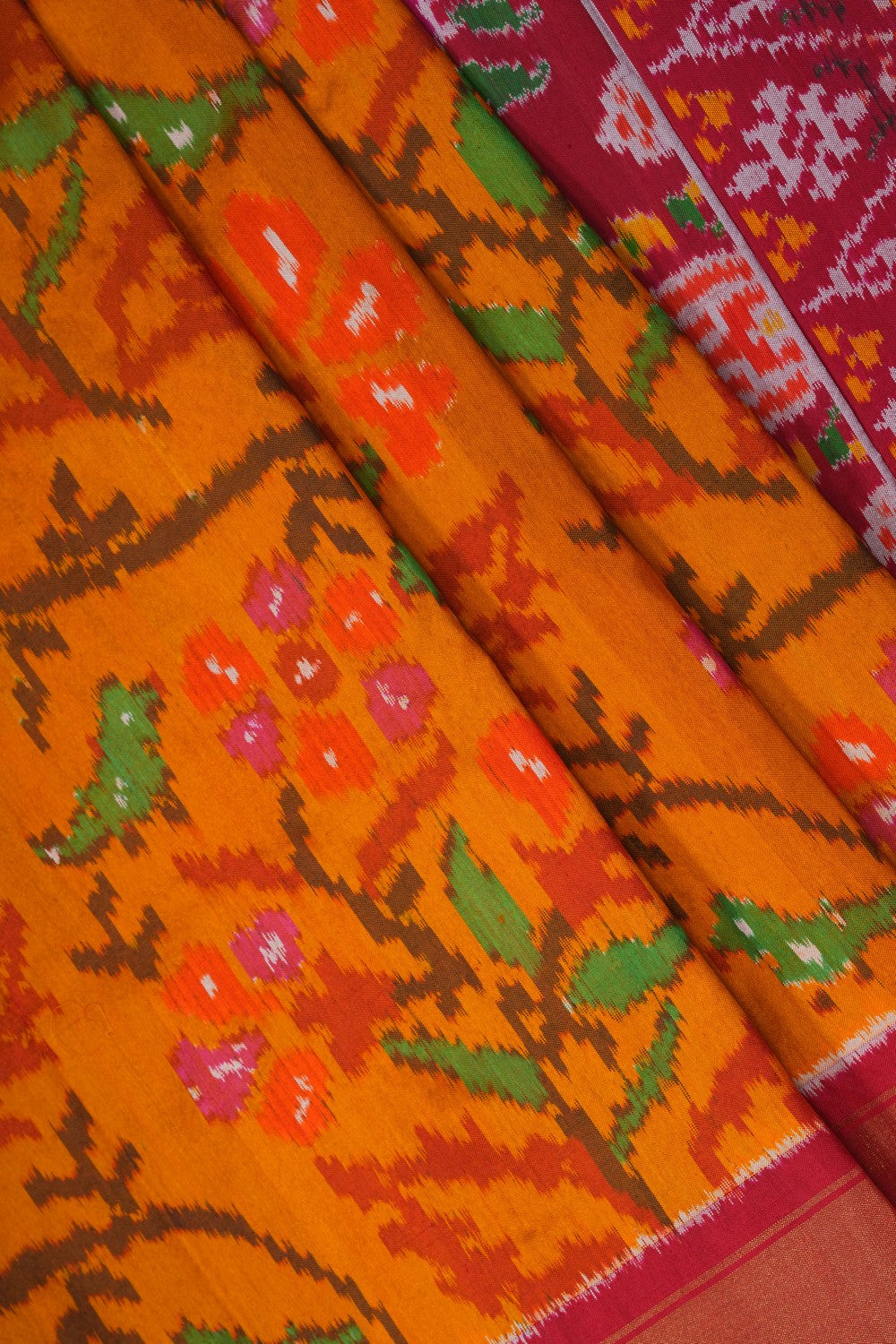 Image of Mustard Pochampally Silk Saree