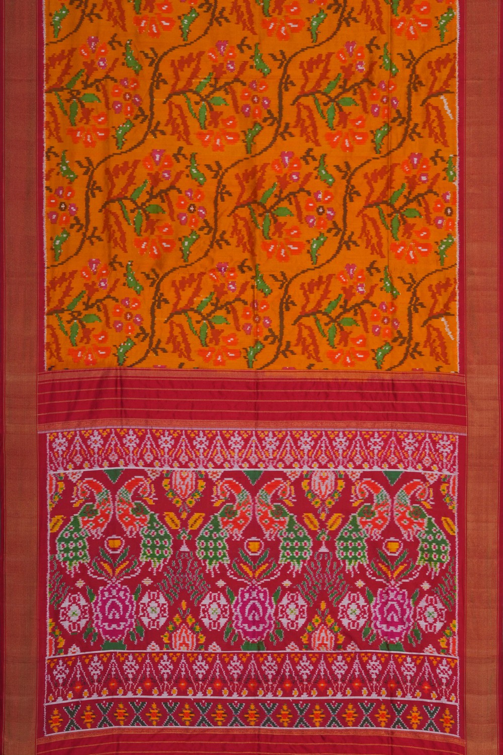 Image of Mustard Pochampally Silk Saree