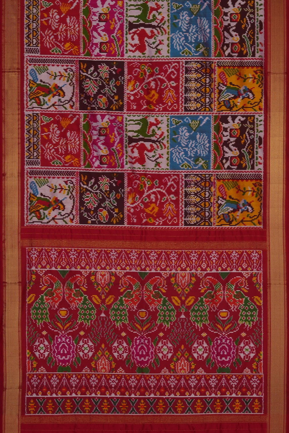 Image of A Modern Art Pochampally Ikat Silk Saree