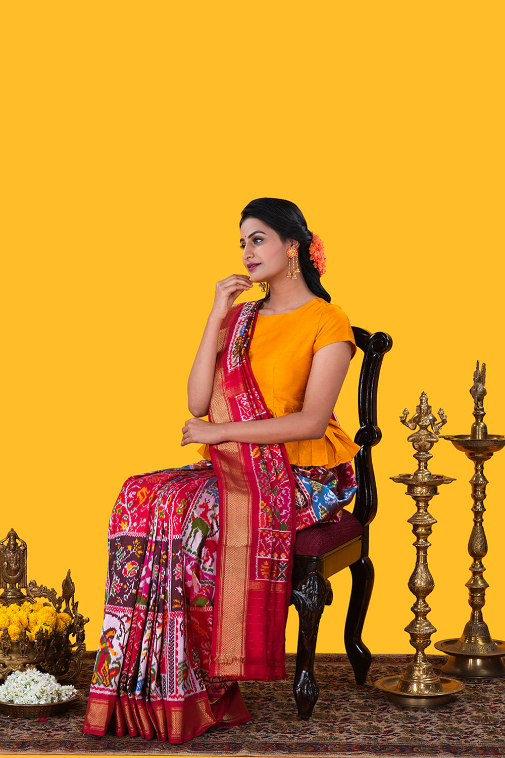 Image of A Modern Art Pochampally Ikat Silk Saree
