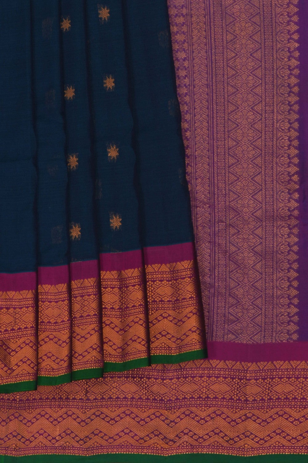 Image of Blue Gadwal Silk Cotton Saree