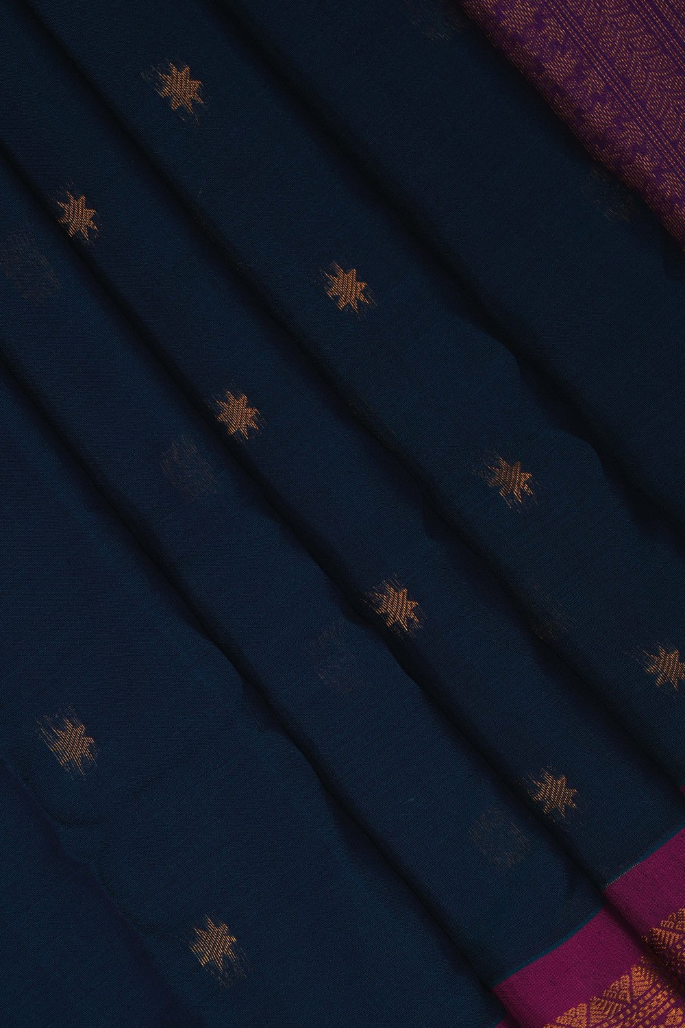 Image of Blue Gadwal Silk Cotton Saree