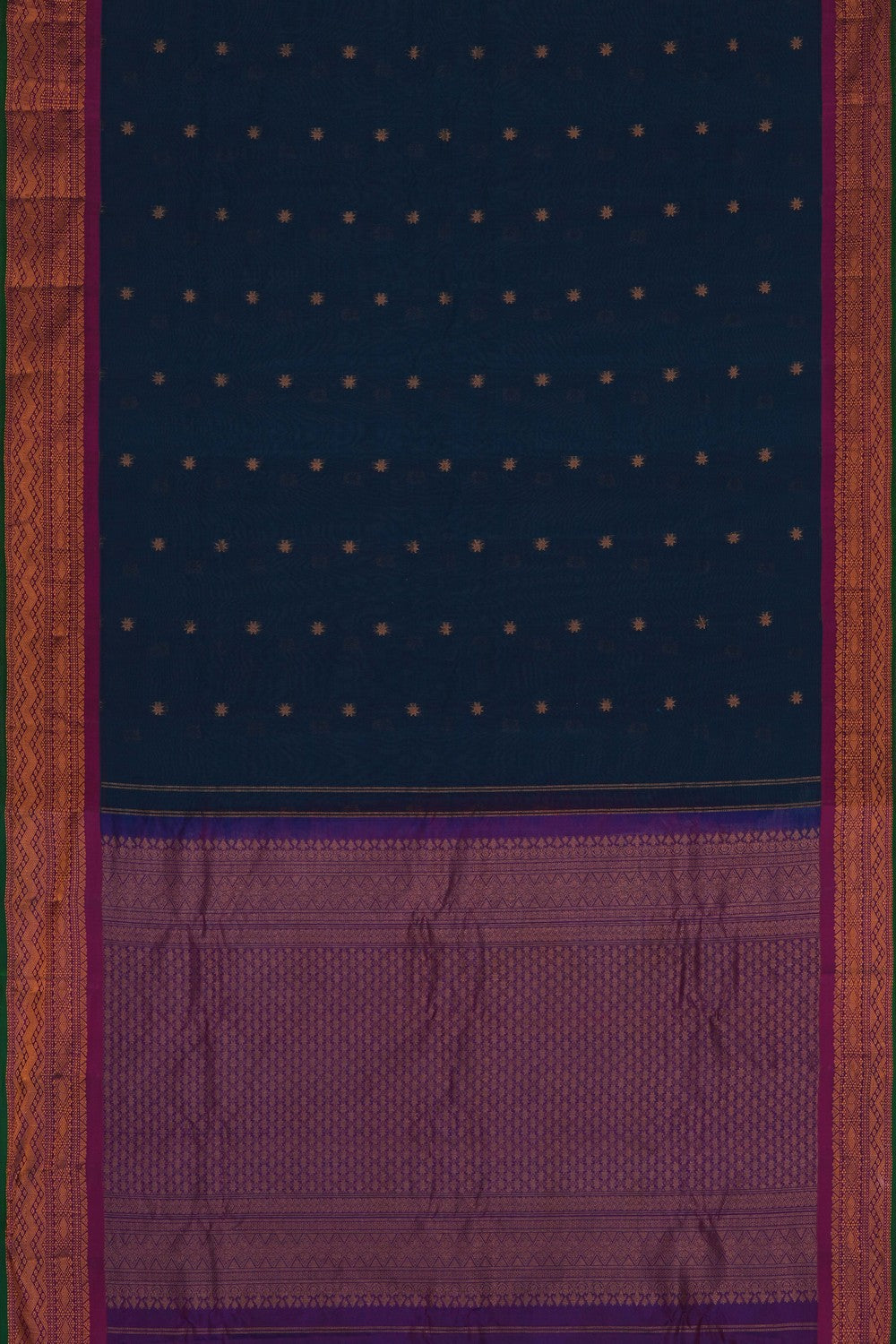 Image of Blue Gadwal Silk Cotton Saree