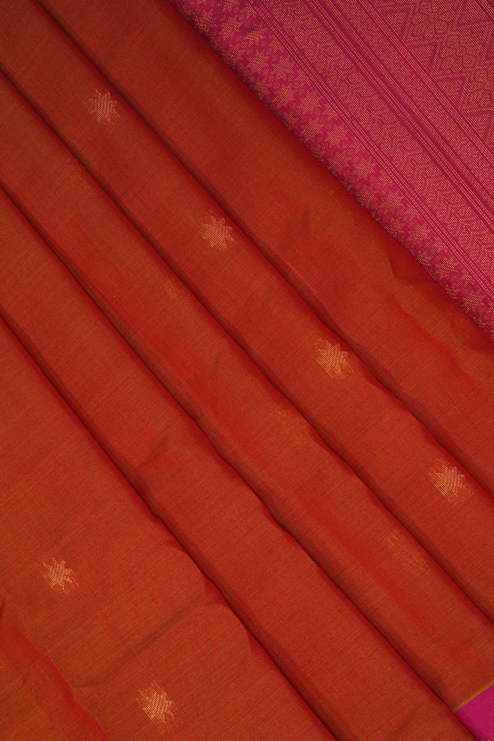 Image of Orange Gadwal Silk Cotton Saree