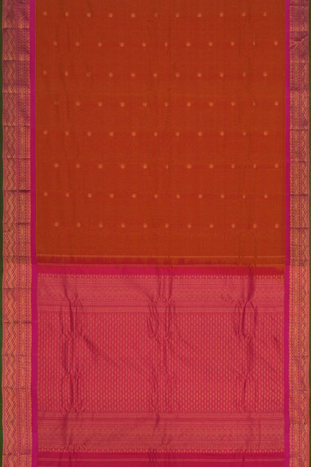 Image of Orange Gadwal Silk Cotton Saree