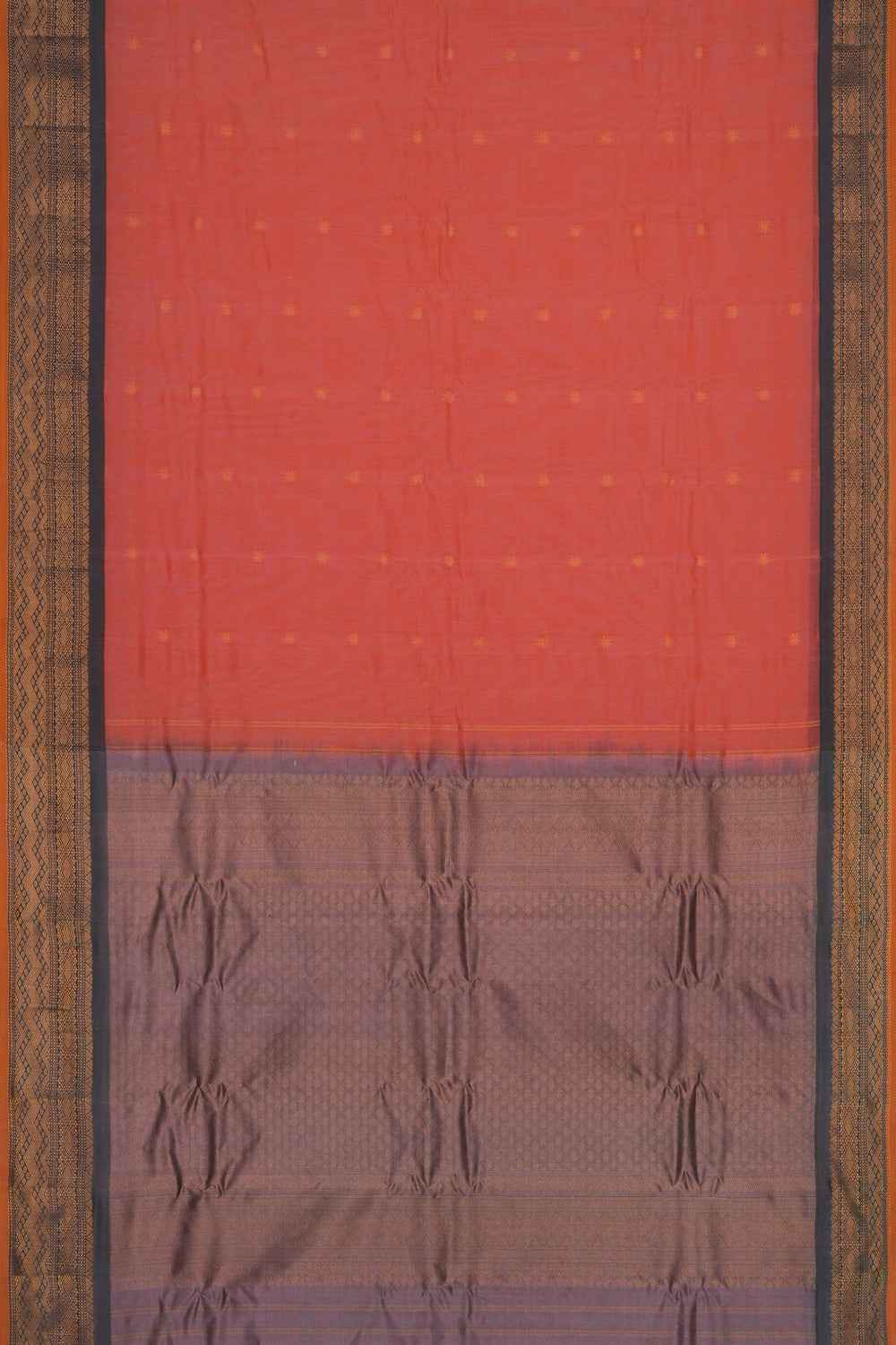 Image of Peach Gadwal Silk Cotton Saree