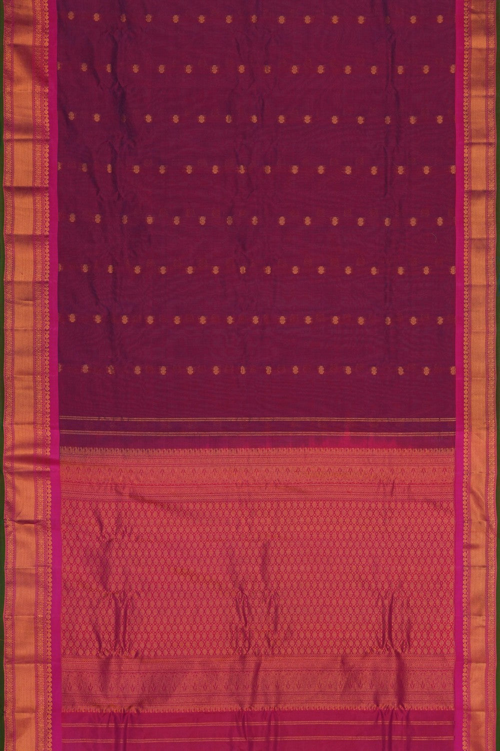 Image of Violet Gadwal Silk Cotton Saree