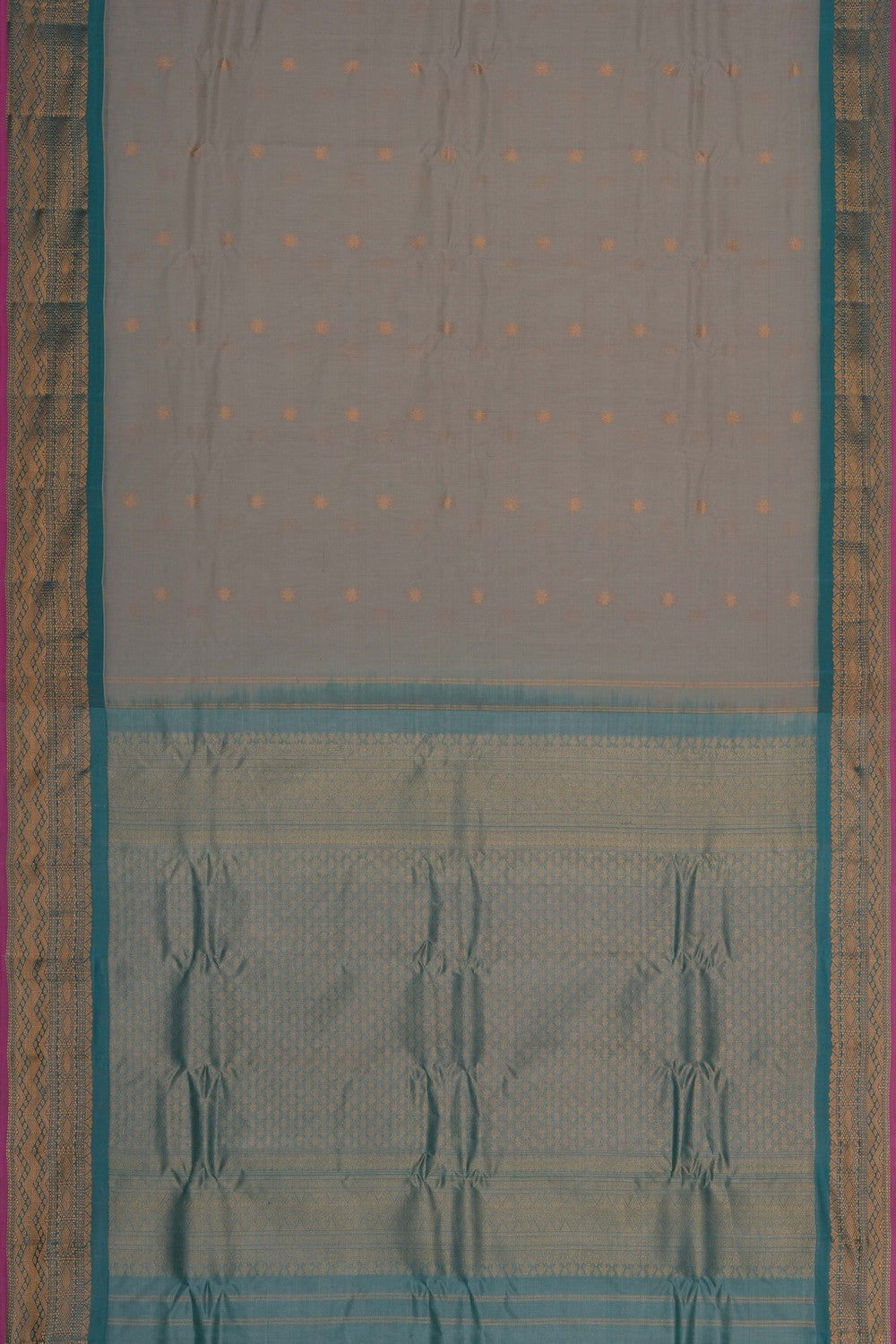 Image of Grey Gadwal Silk Cotton Saree