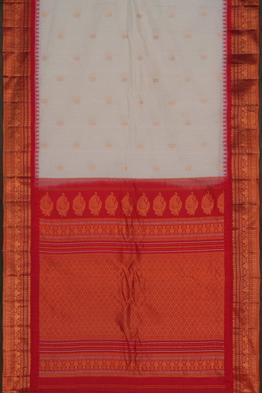Image of White Gadwal Silk Cotton Saree