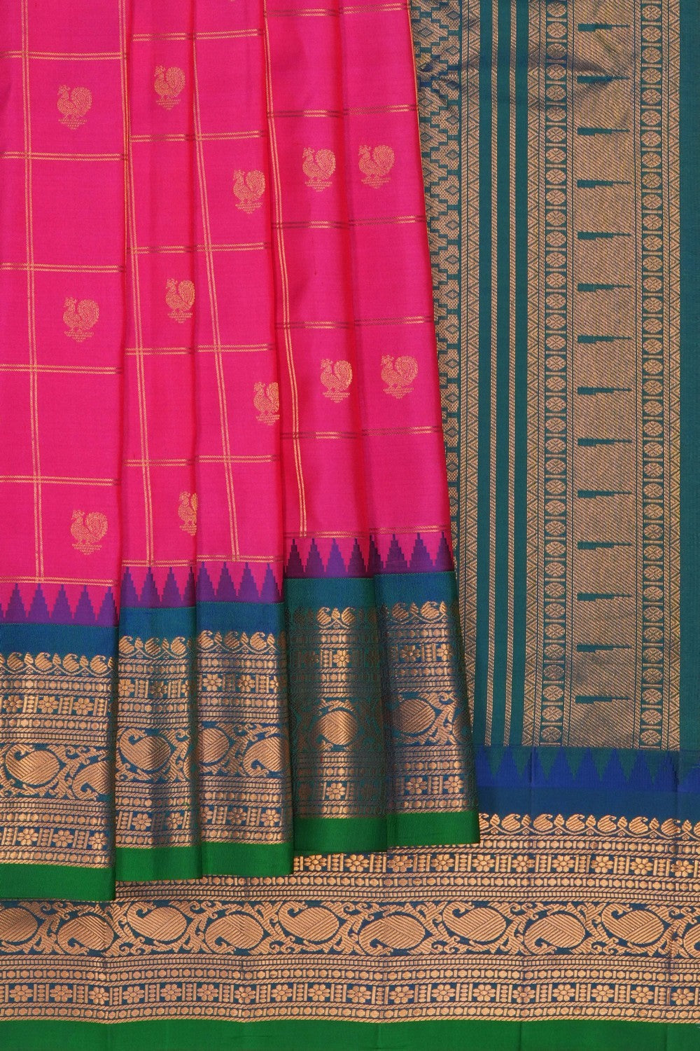 Image of Gadwal Silk Pink Saree