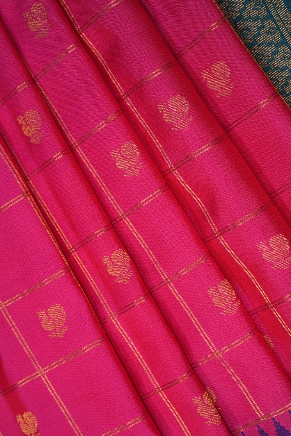 Image of Gadwal Silk Pink Saree