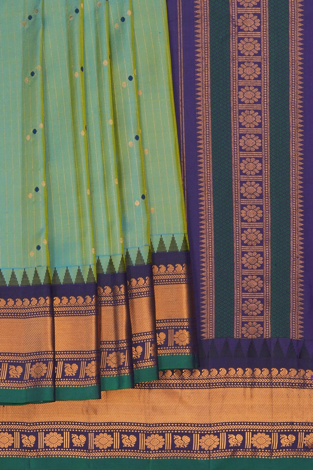 Image of Sea Green Gadwal Silk Saree