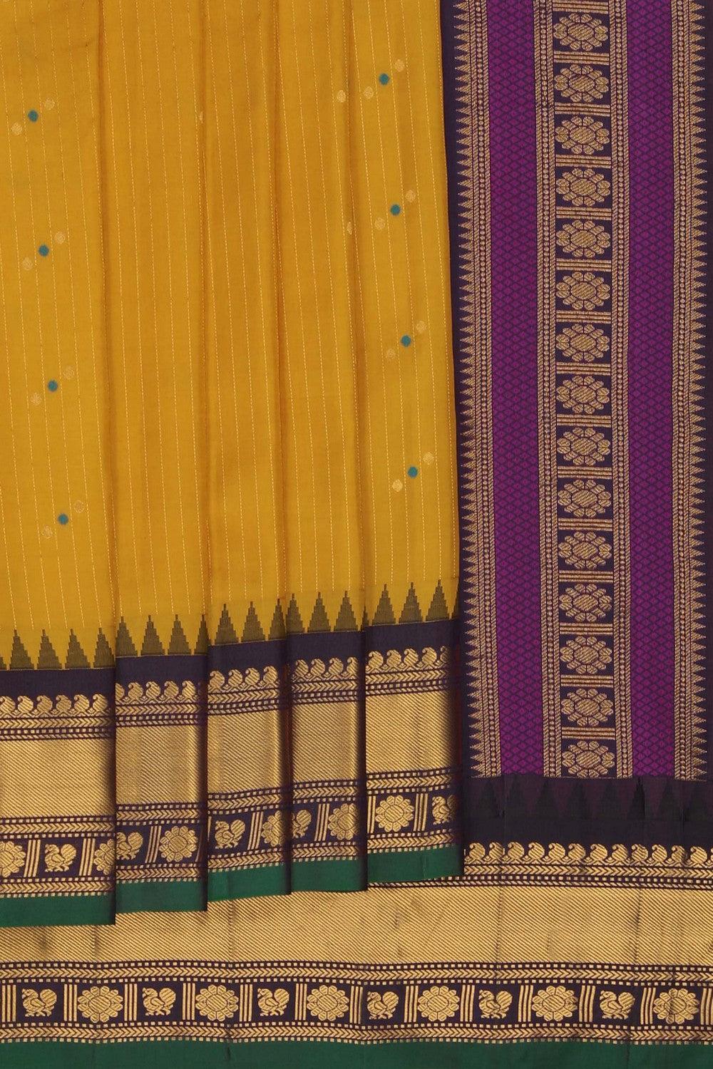 Image of Mustard Gadwal Silk Saree