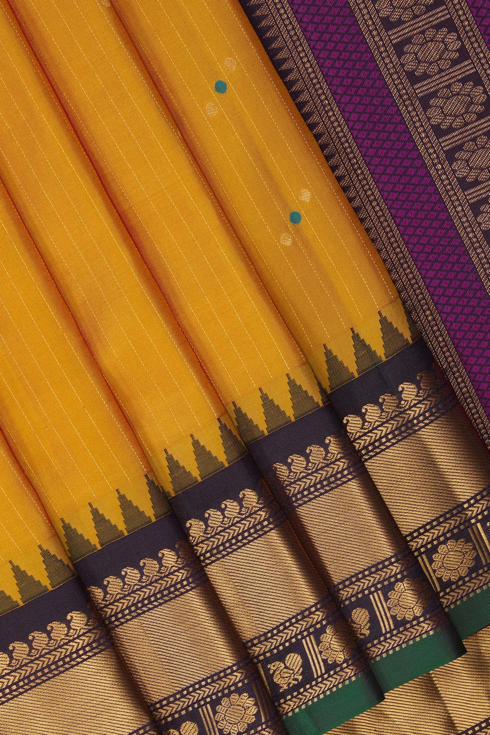 Image of Mustard Gadwal Silk Saree