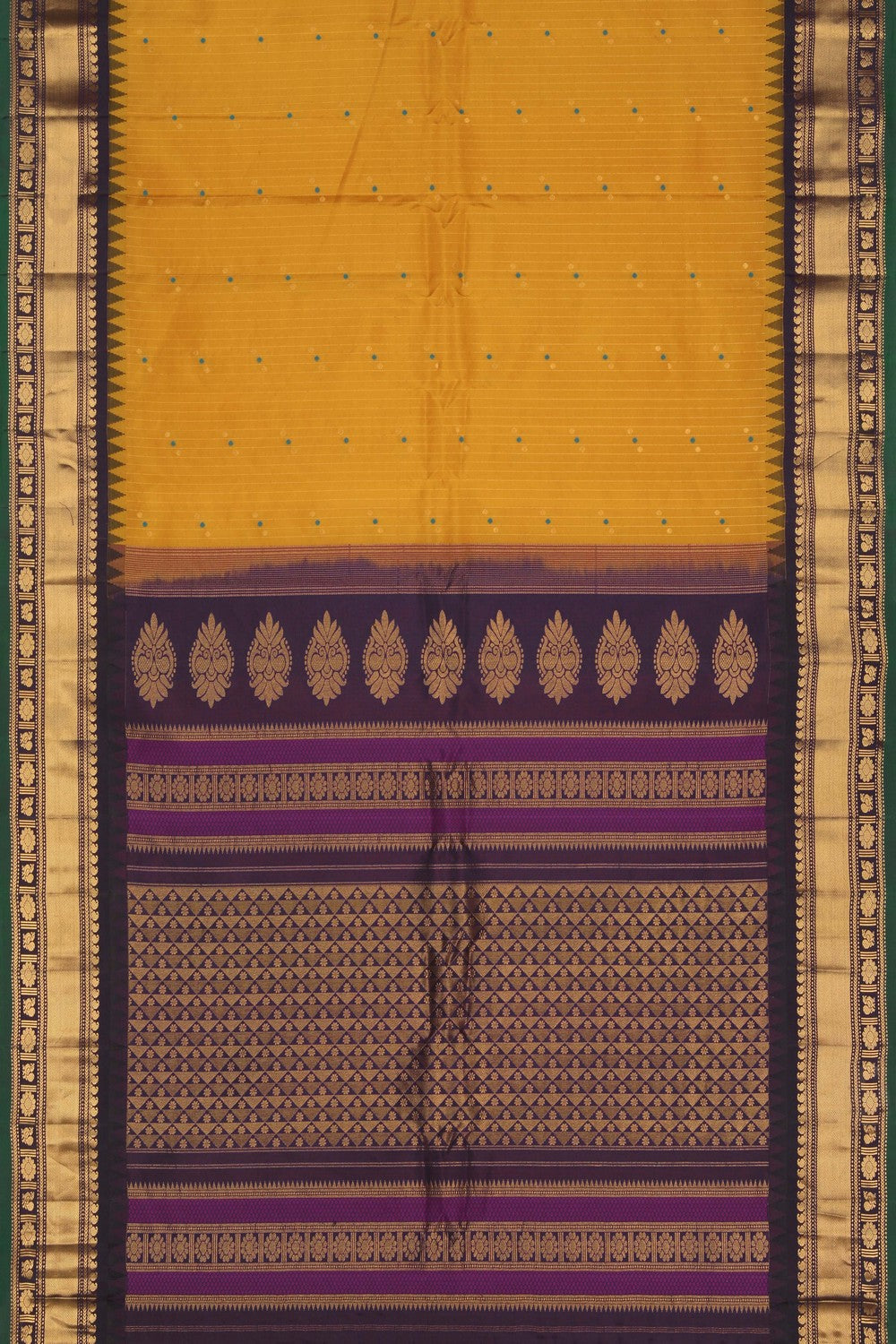 Image of Mustard Gadwal Silk Saree