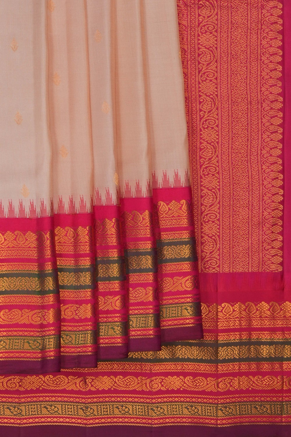 Image of Beige Gadwal Silk Saree
