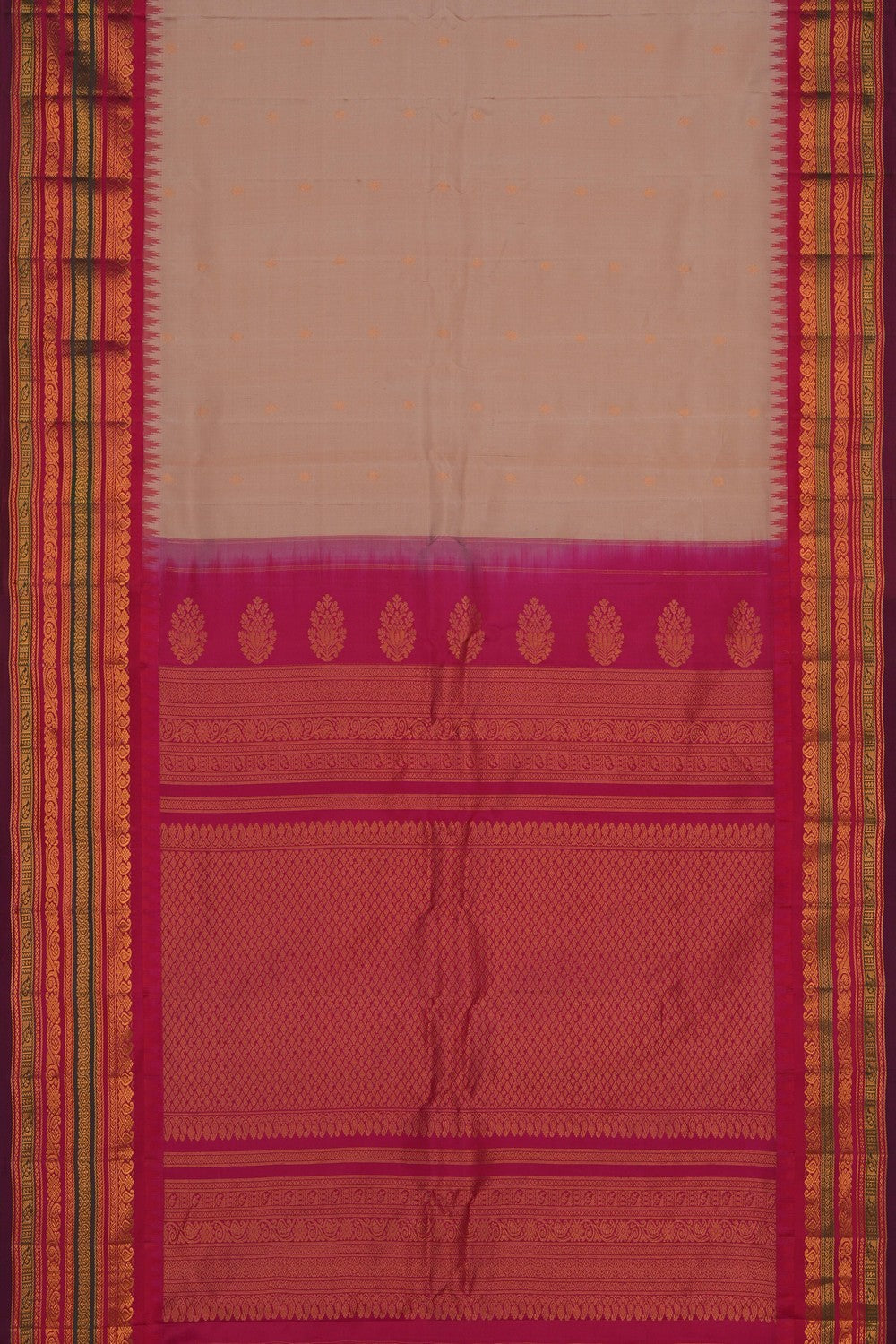Image of Beige Gadwal Silk Saree
