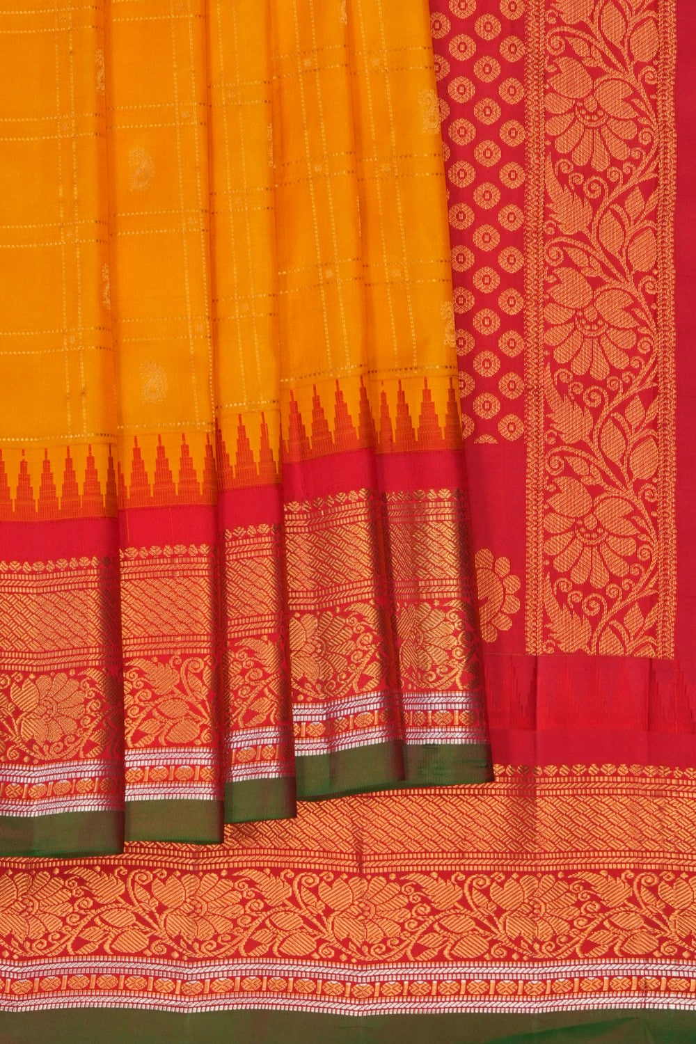 Image of Mustard Gadwal Silk Saree