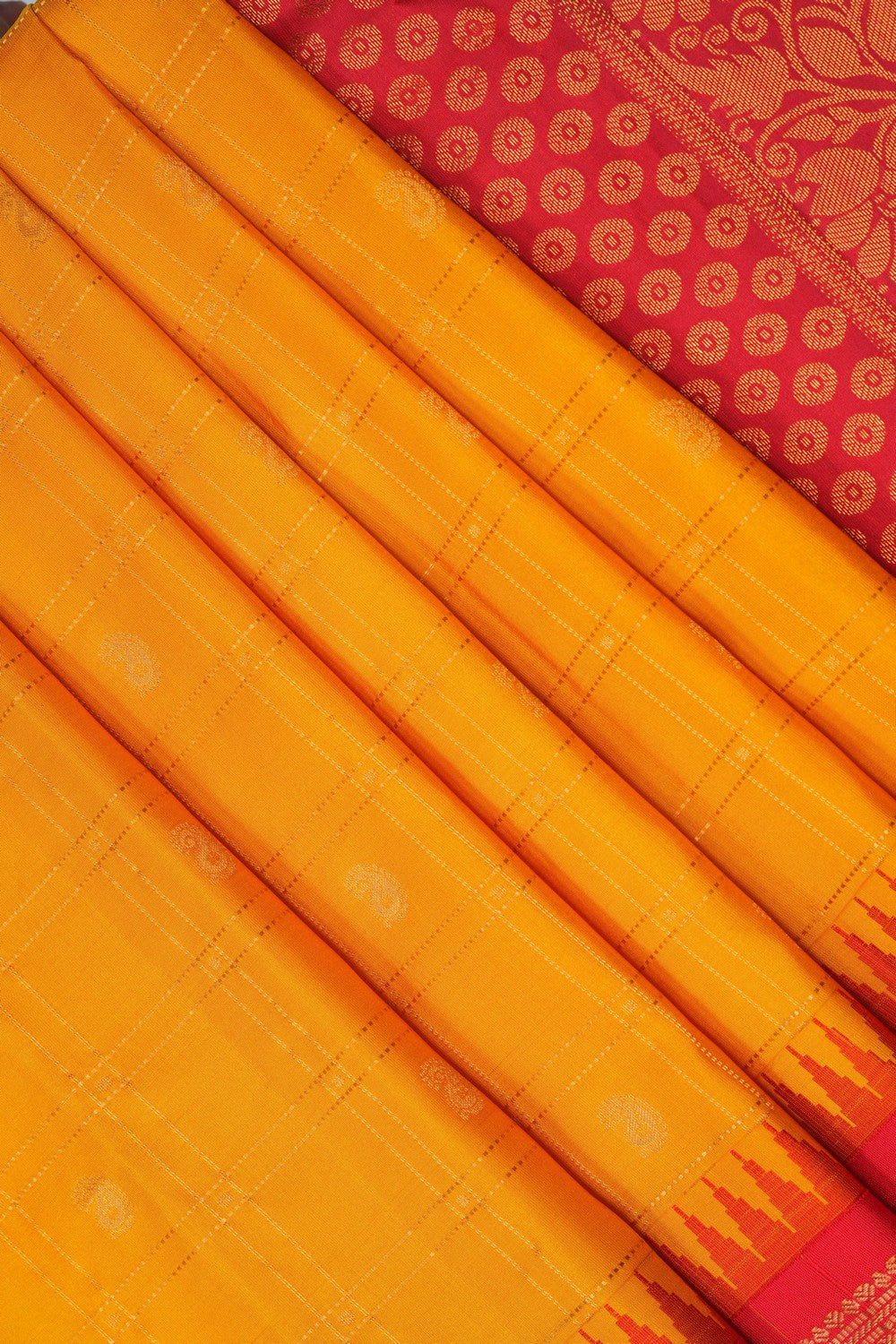 Image of Mustard Gadwal Silk Saree