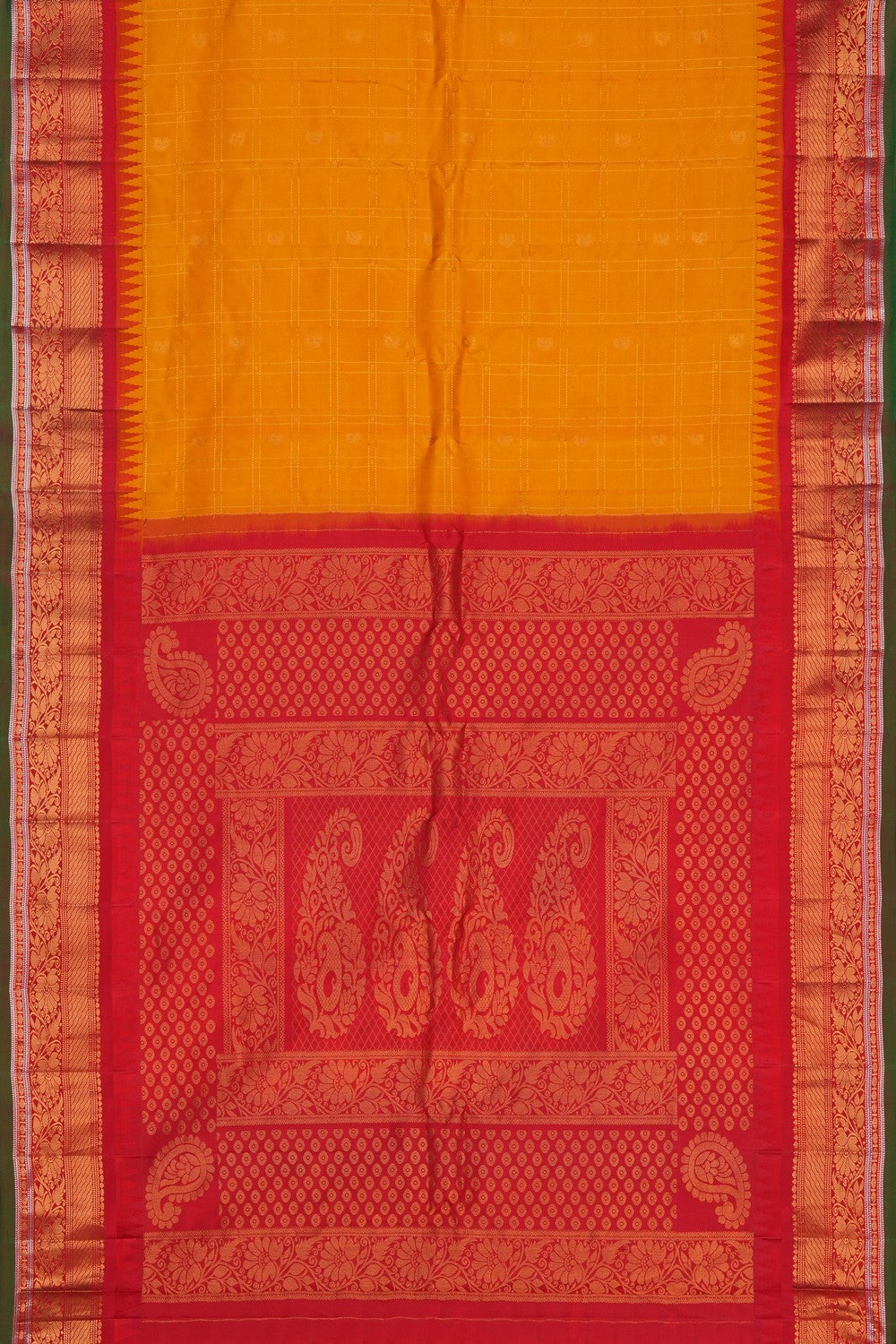 Image of Mustard Gadwal Silk Saree