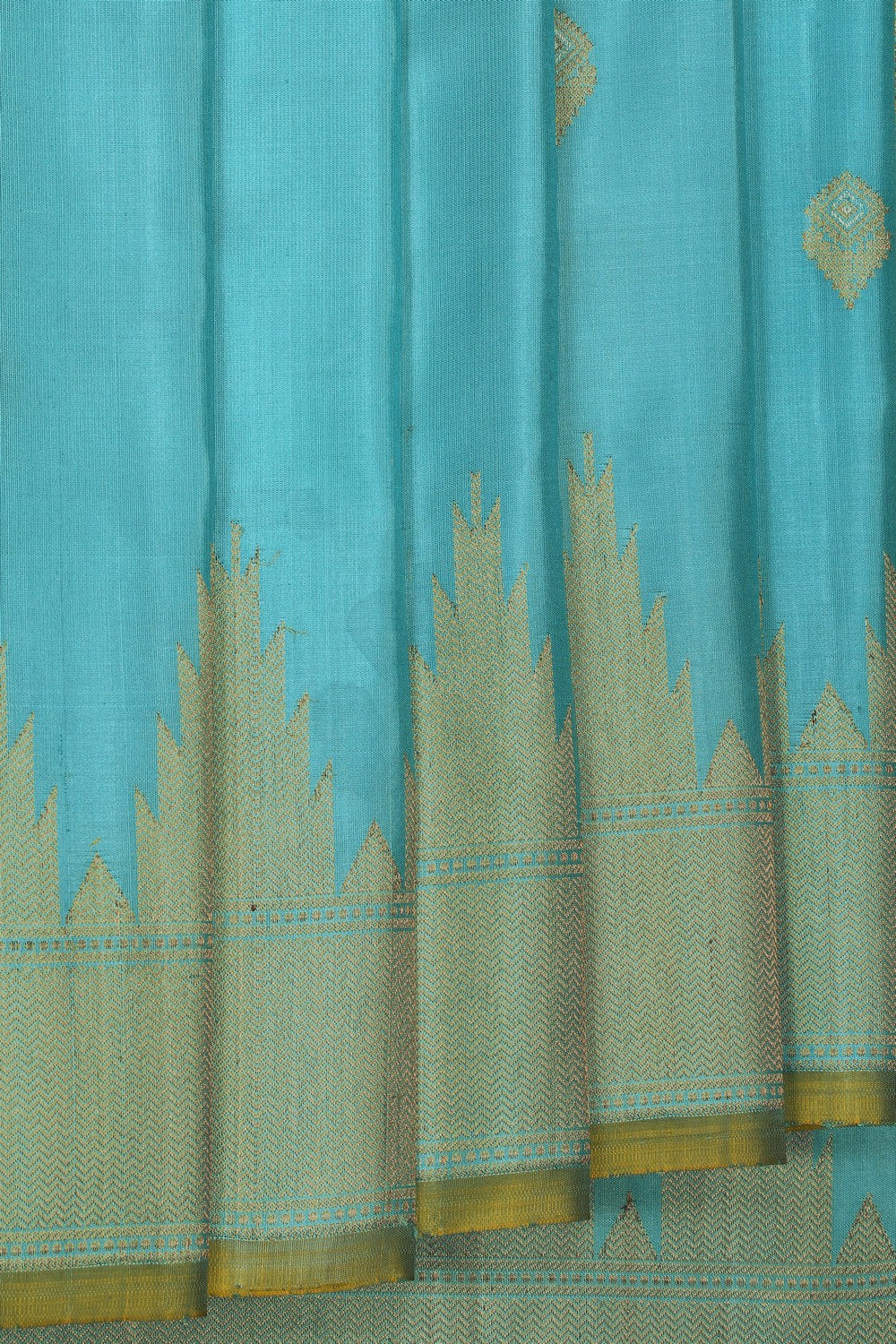 Image of Sea Blue Gadwal Silk Saree