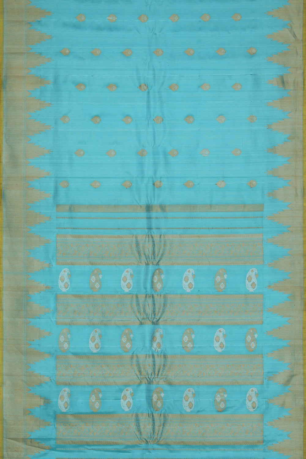 Image of Sea Blue Gadwal Silk Saree