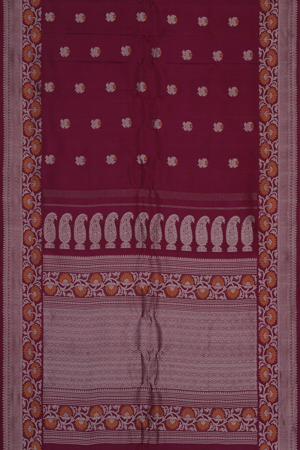 Image of Maroon Gadwal Silk Saree