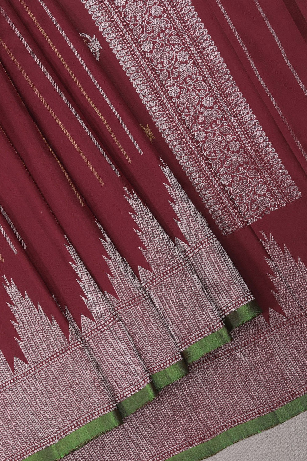 Image of Red Gadwal Silk Saree