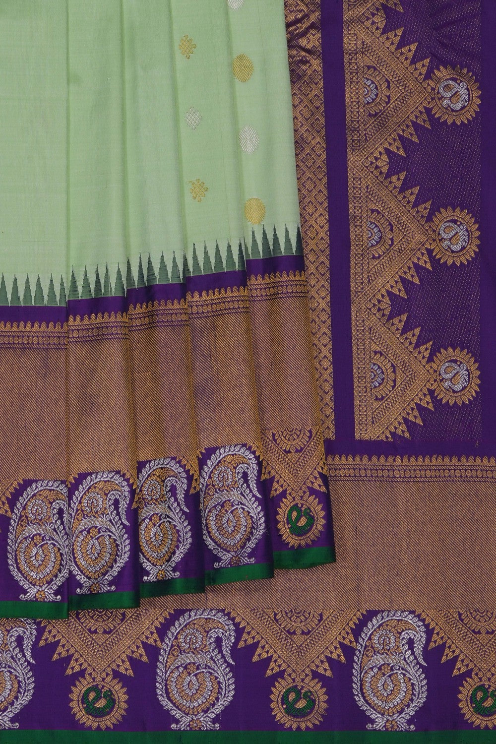 Image of Gadwal Silk Mint Green Saree