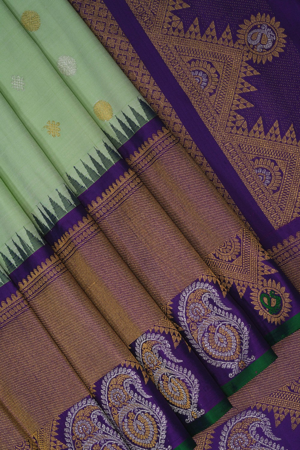 Image of Gadwal Silk Mint Green Saree