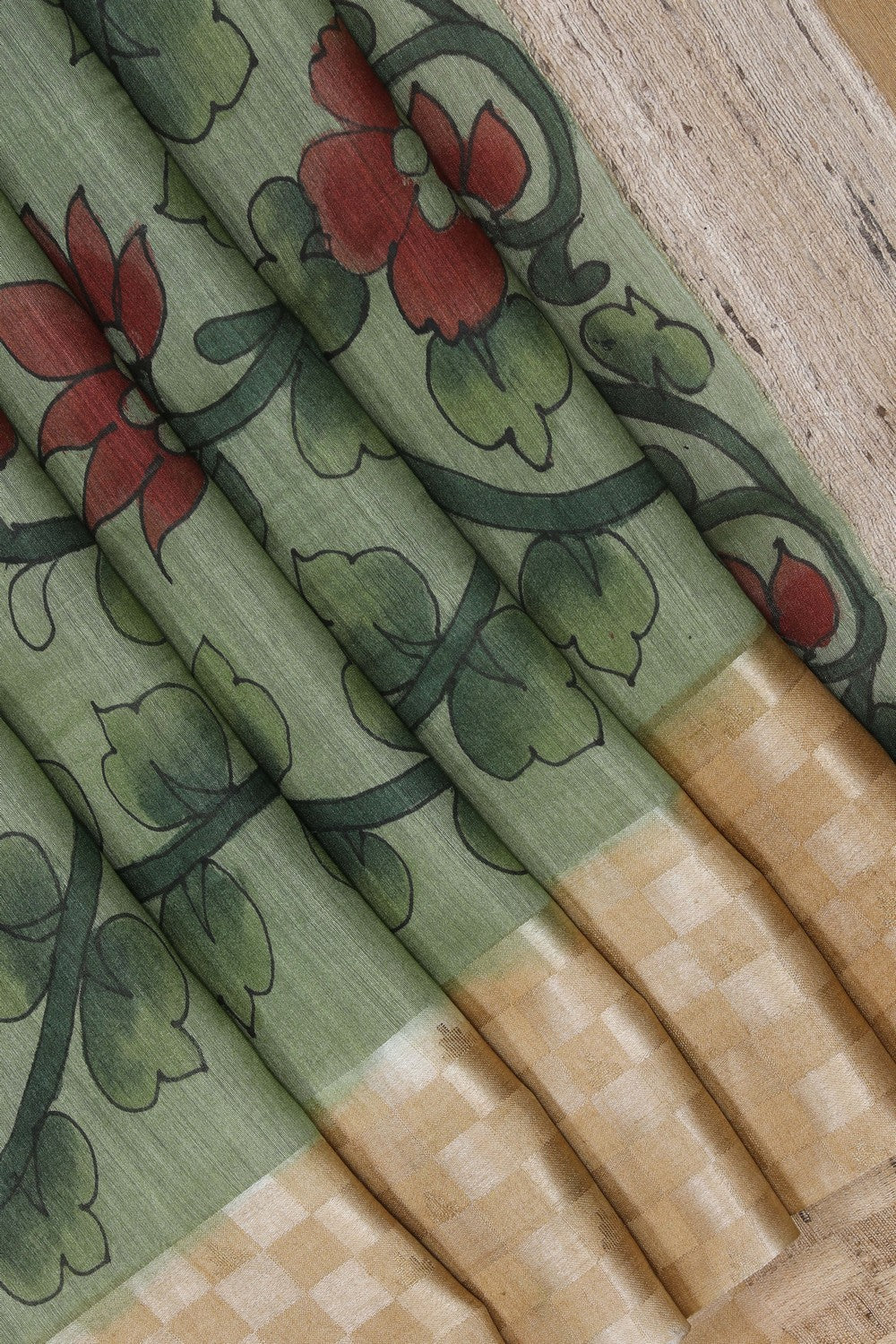 Image of A Beautiful Desi Tussar Printed Saree