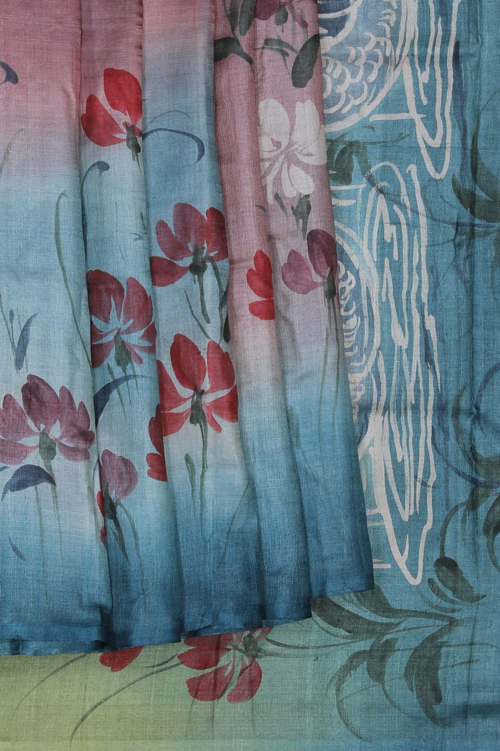Image of A Beautiful Desi Tussar Printed Saree