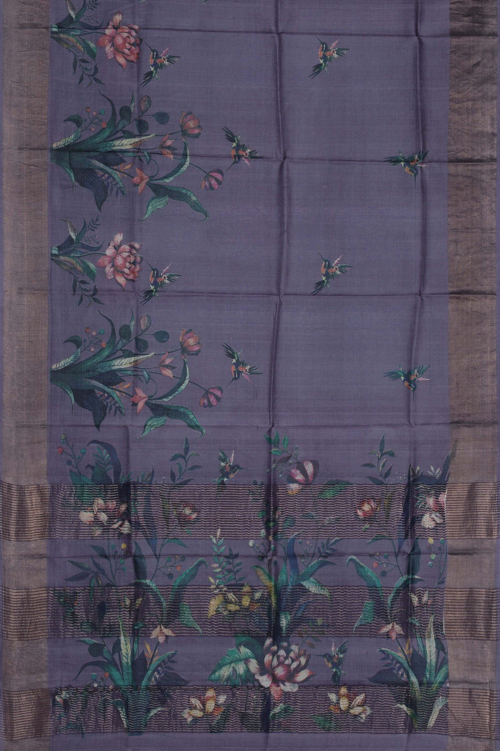 Image of A Beautiful Desi Tussar Printed Saree