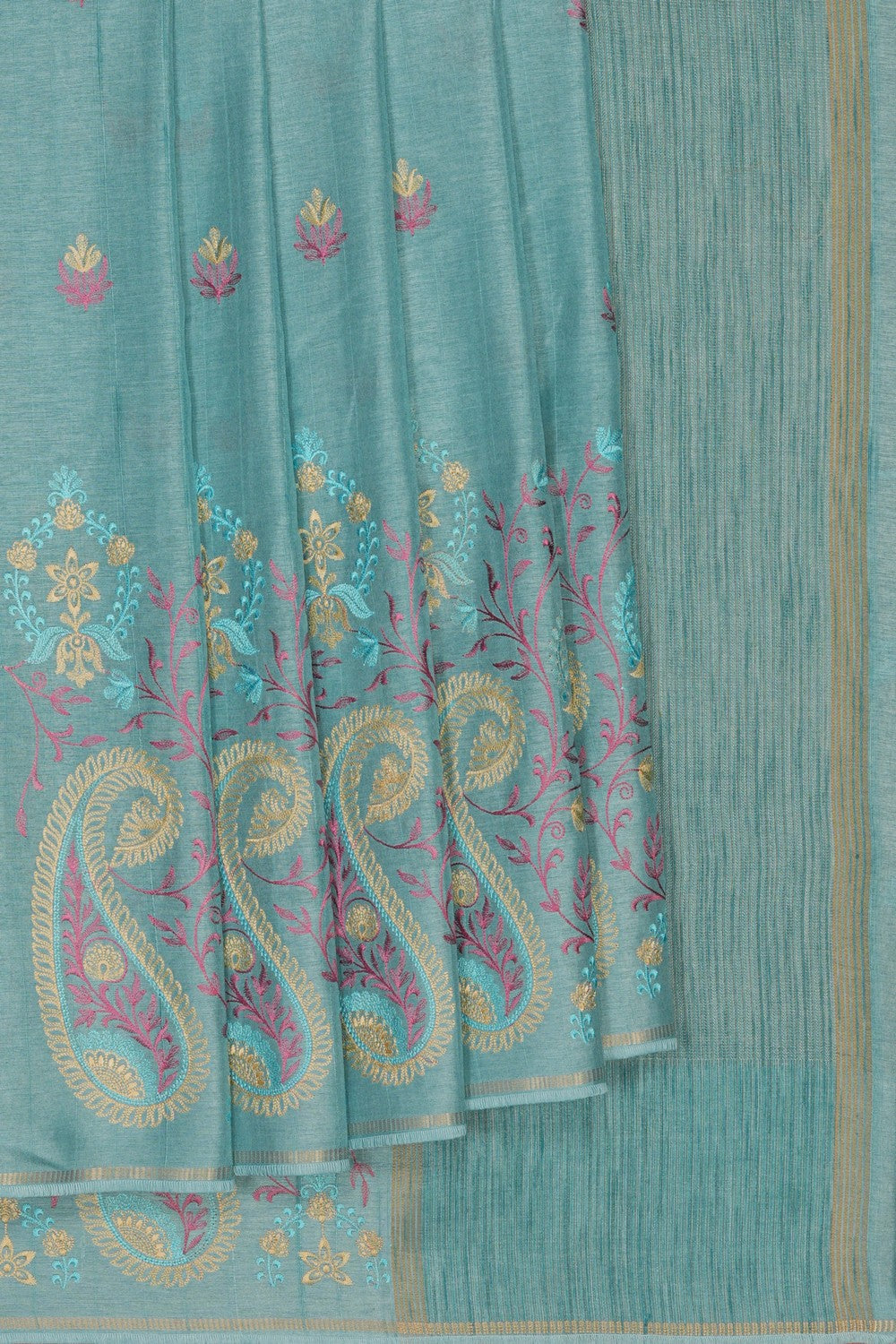 Image of Blue Desi Tussar Silk Saree