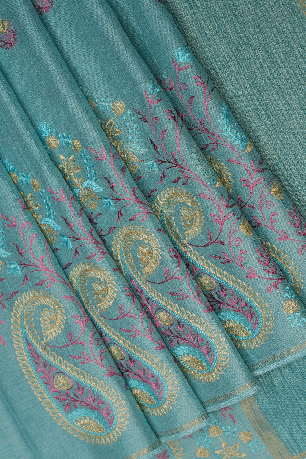 Image of Blue Desi Tussar Silk Saree