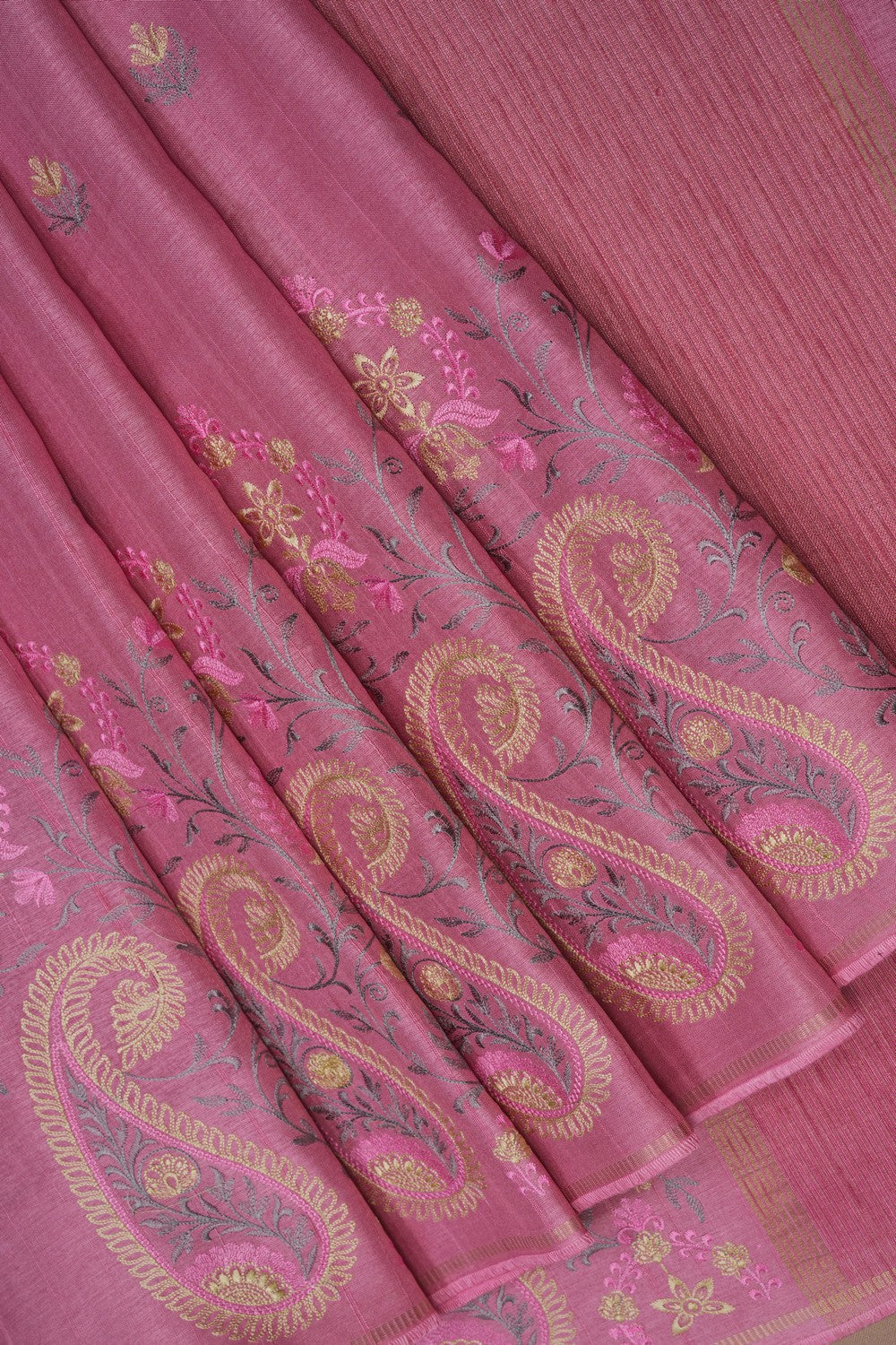 Image of Pink Desi Tussar Silk Saree