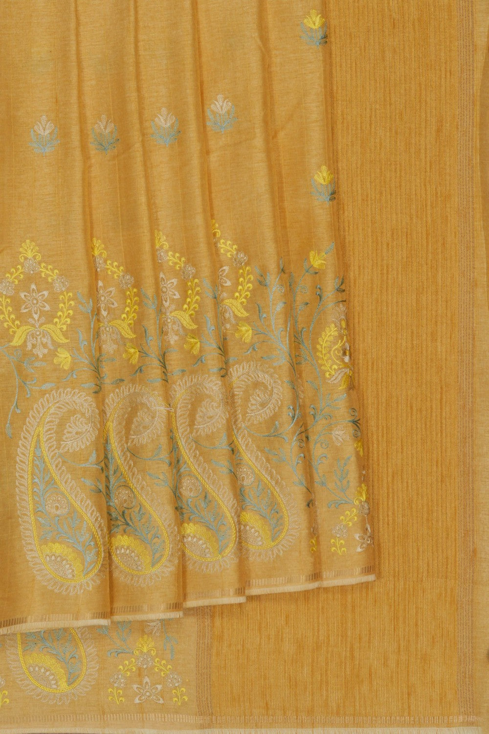 Image of Yellow Desi Tussar Silk Saree
