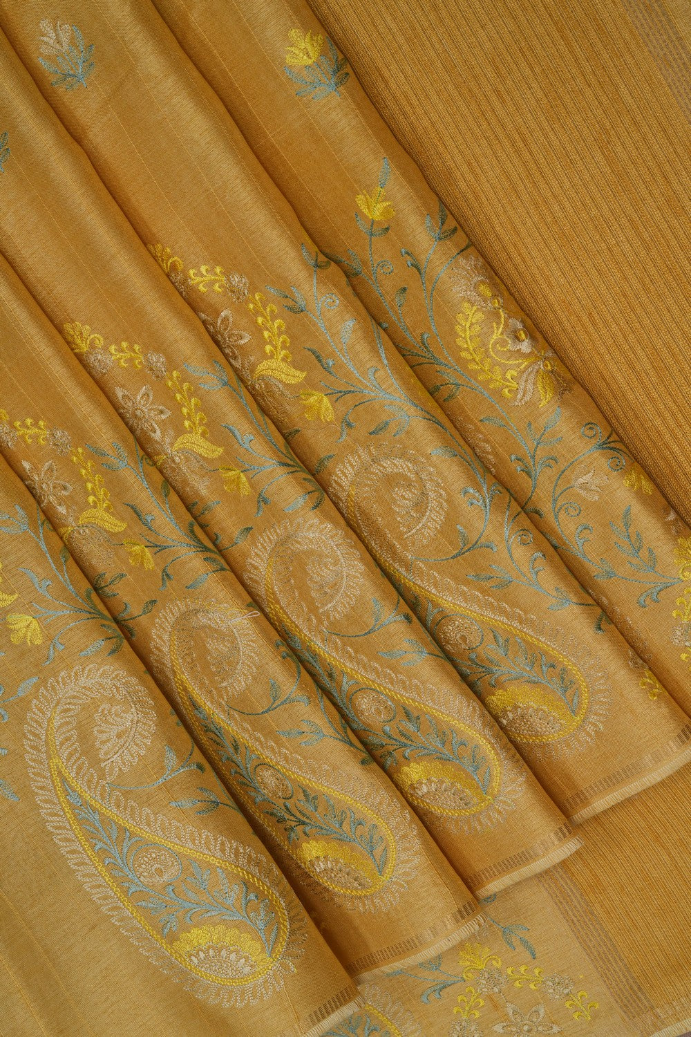 Image of Yellow Desi Tussar Silk Saree