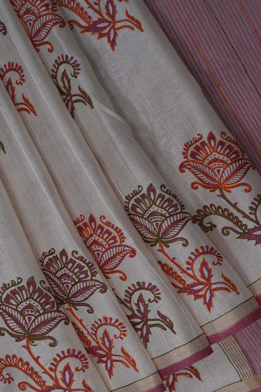 Image of Off-White Desi Tussar Silk Saree