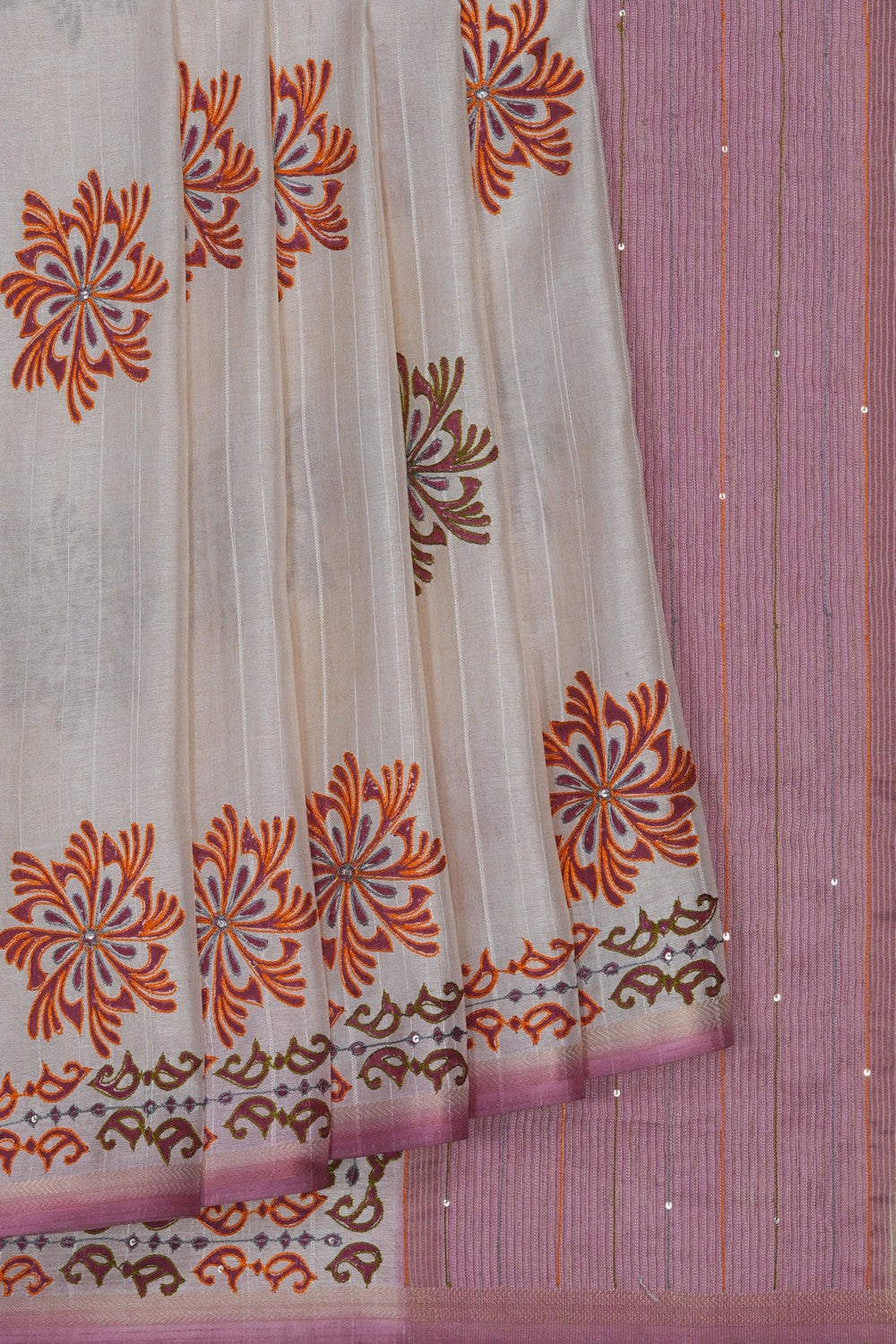Image of Off-White Desi Tussar Silk Saree