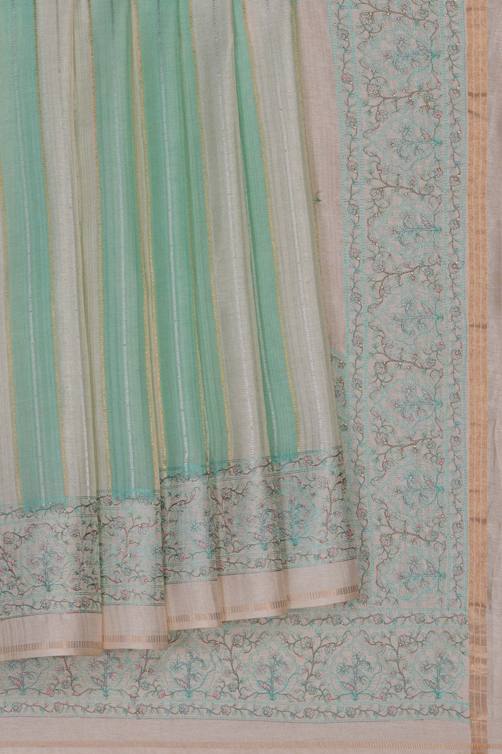 Image of Green Desi Tussar Silk Saree
