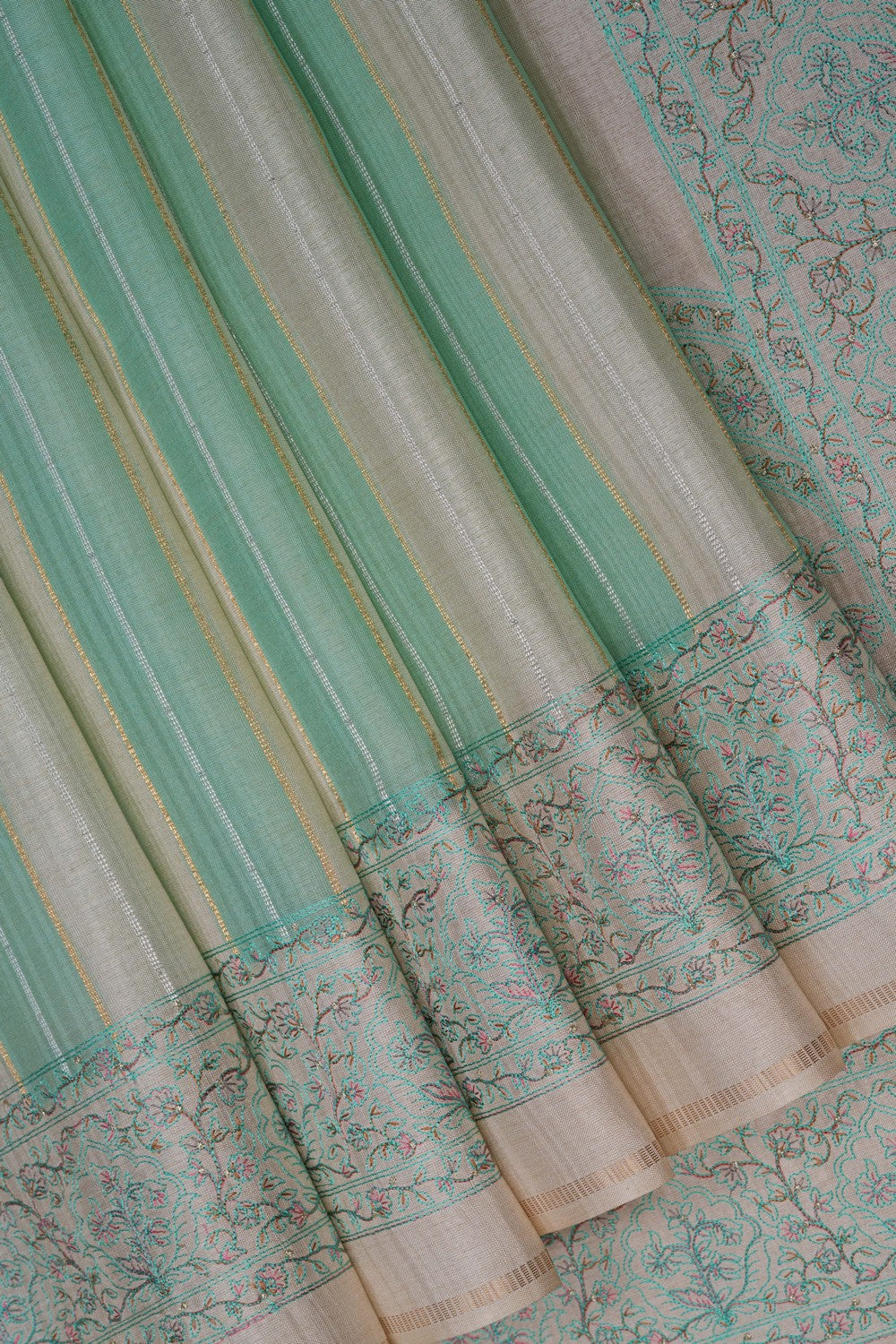 Image of Green Desi Tussar Silk Saree