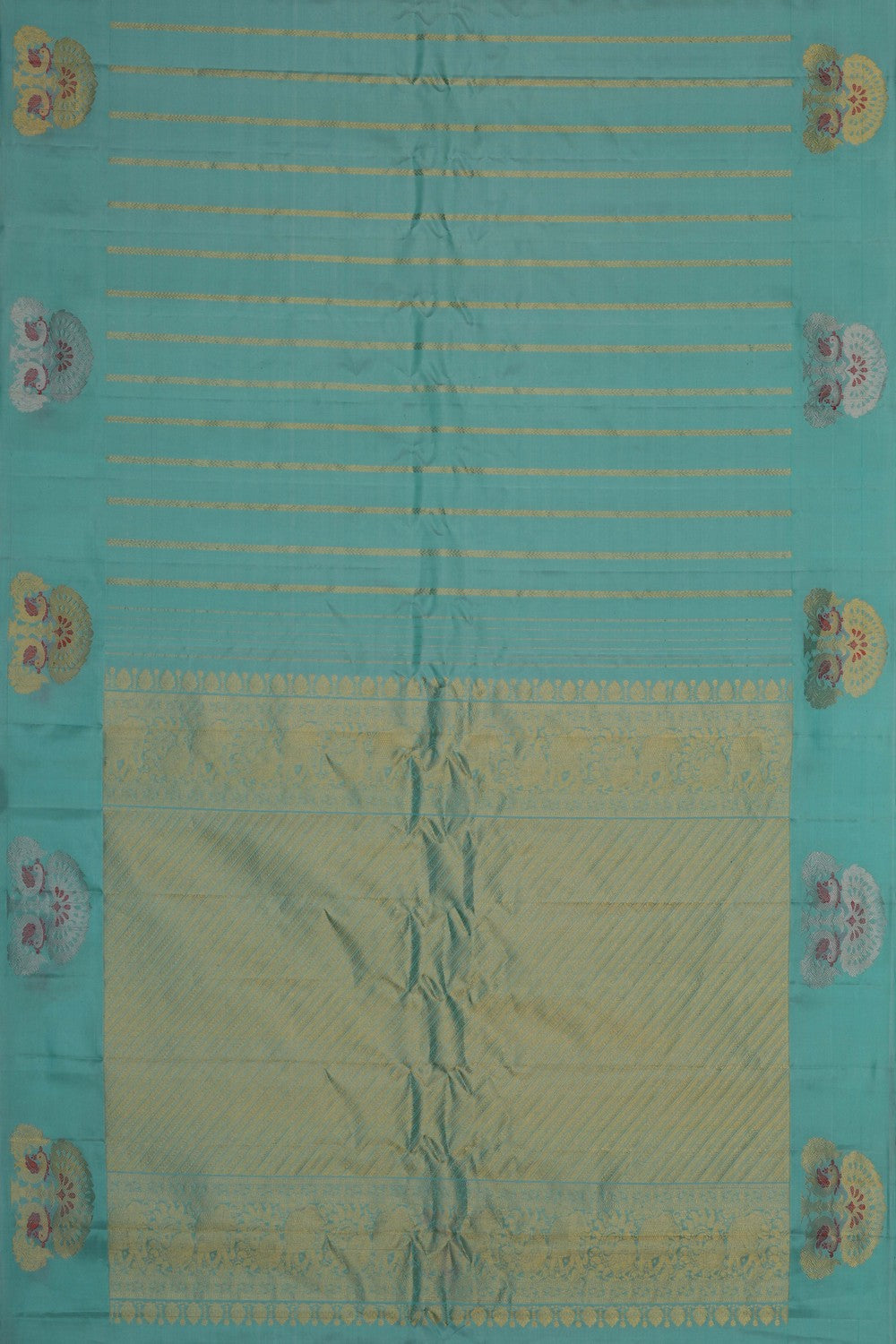 Image of Gorgeous Aqua Green Gadwal Silk Saree