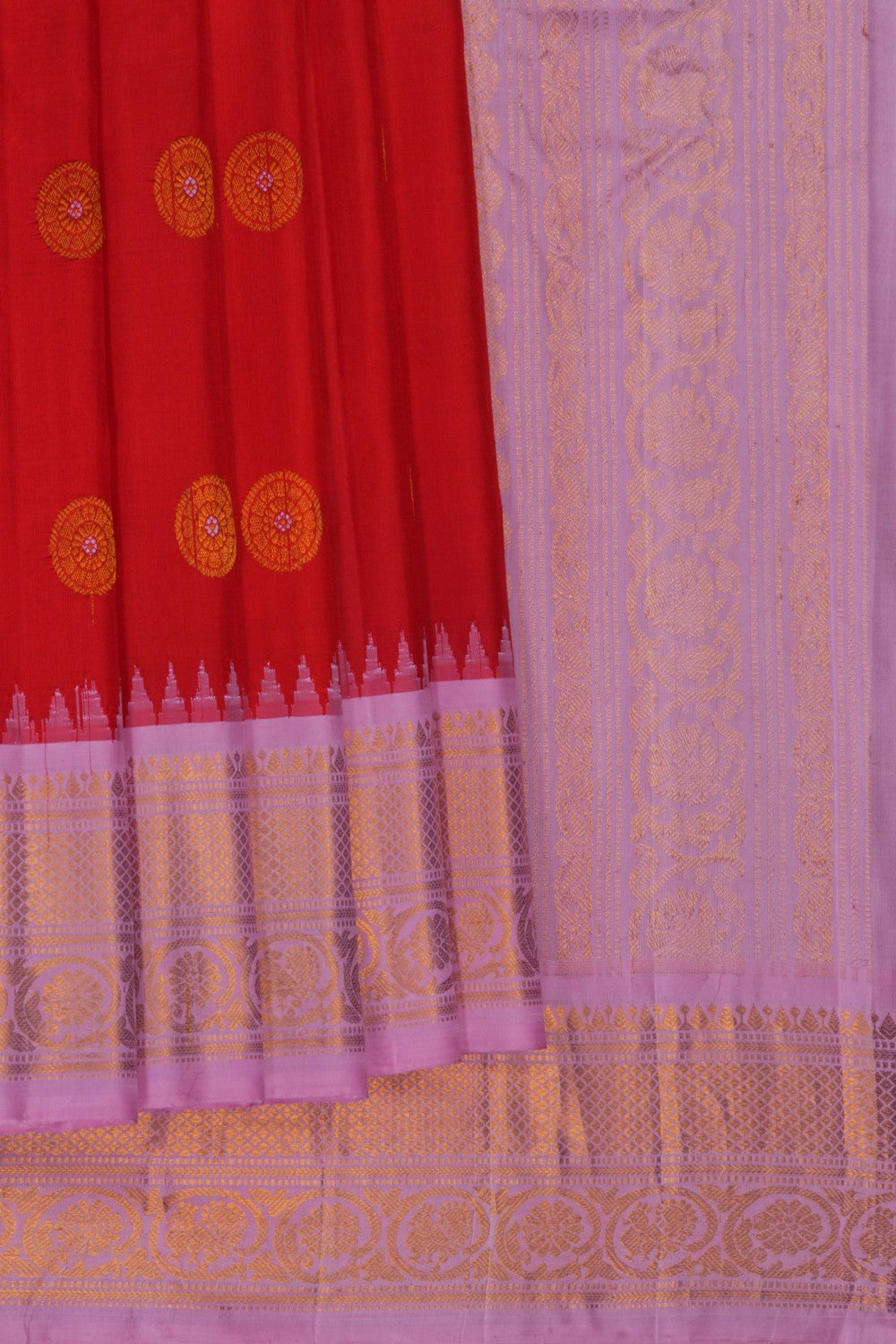 Image of Red Gadwal Silk Saree