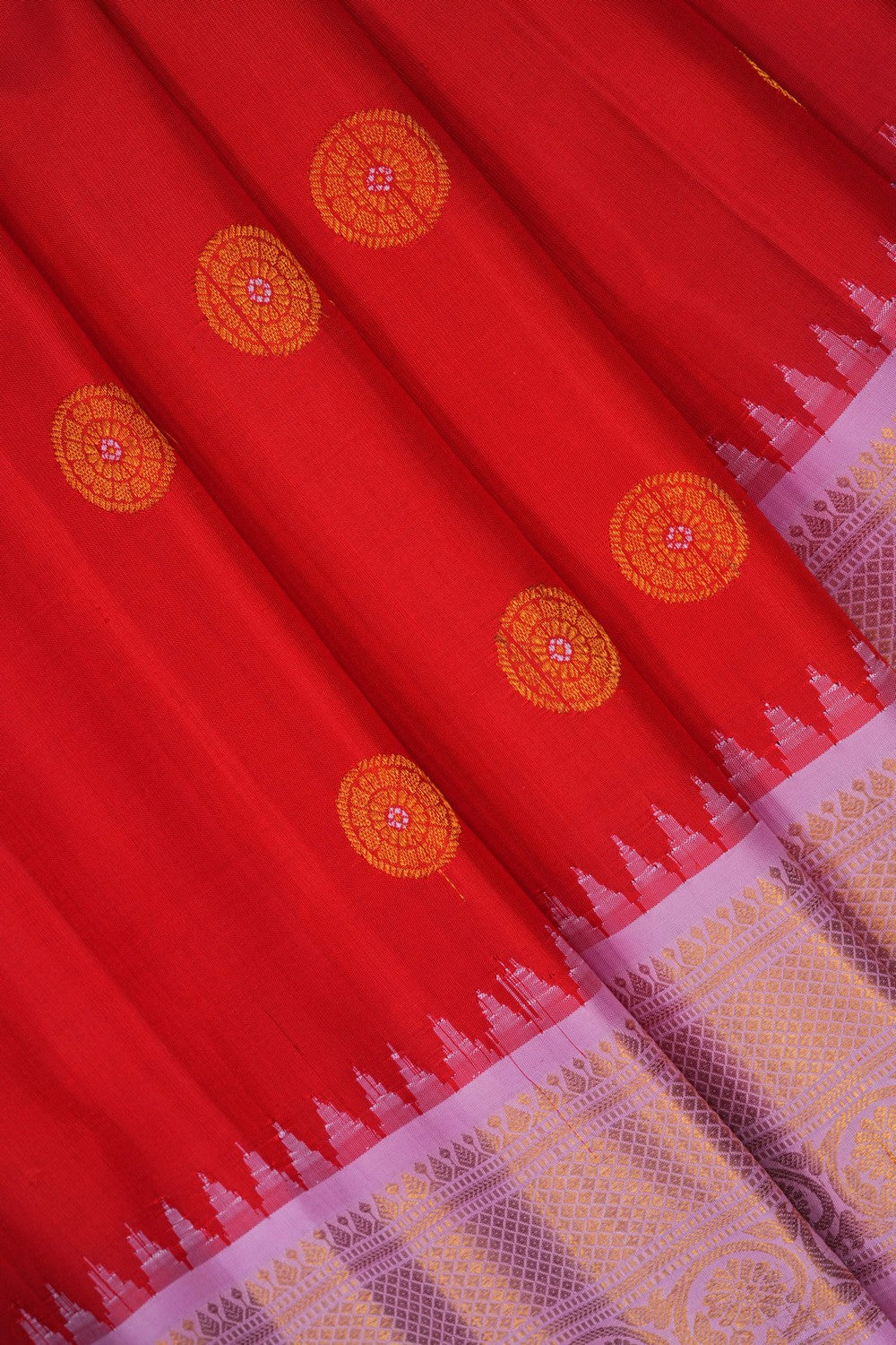 Image of Red Gadwal Silk Saree